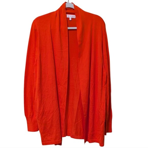 Jude Connally 100% Pima Cotton cardigan women's large orange open front pockets - Picture 10 of 10